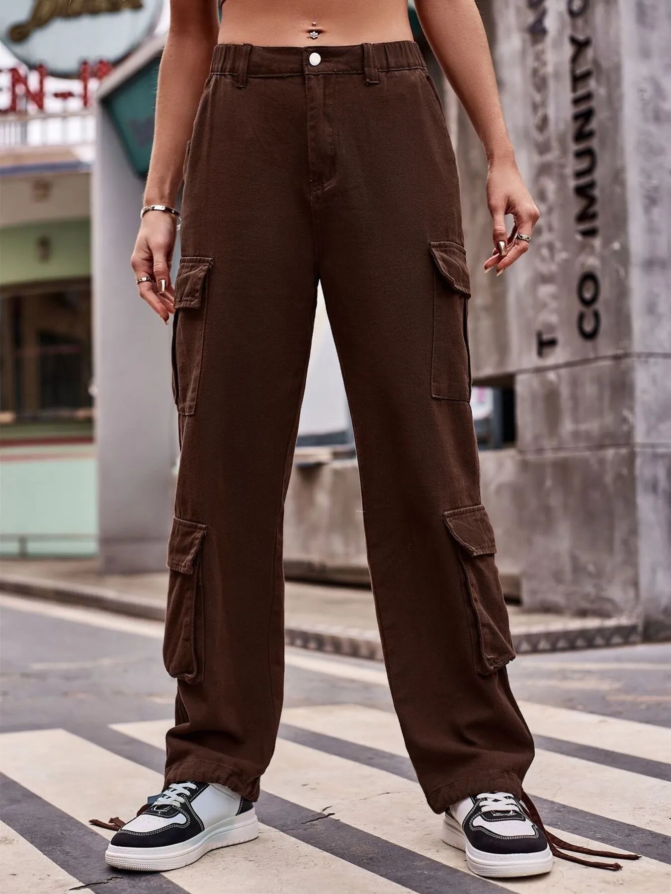 Casual Wide Leg Cargo Jeans - Relaxed Fit Denim - Fashions Envy