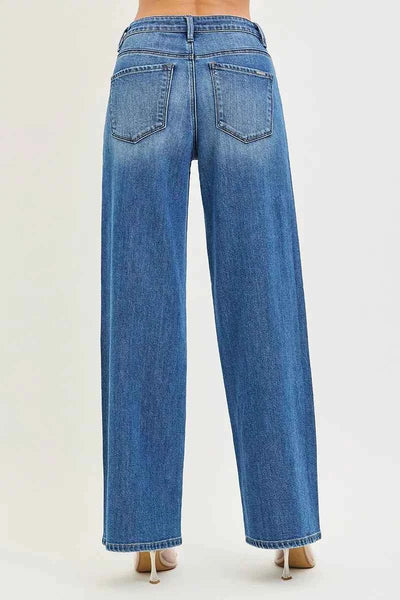 RISEN Slouchy Baggy Jeans - Medium Wash Full Length