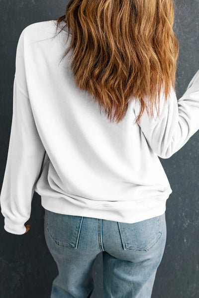 Letter Graphic Round Neck Long Sleeve Sweatshirt - Fashions Envy