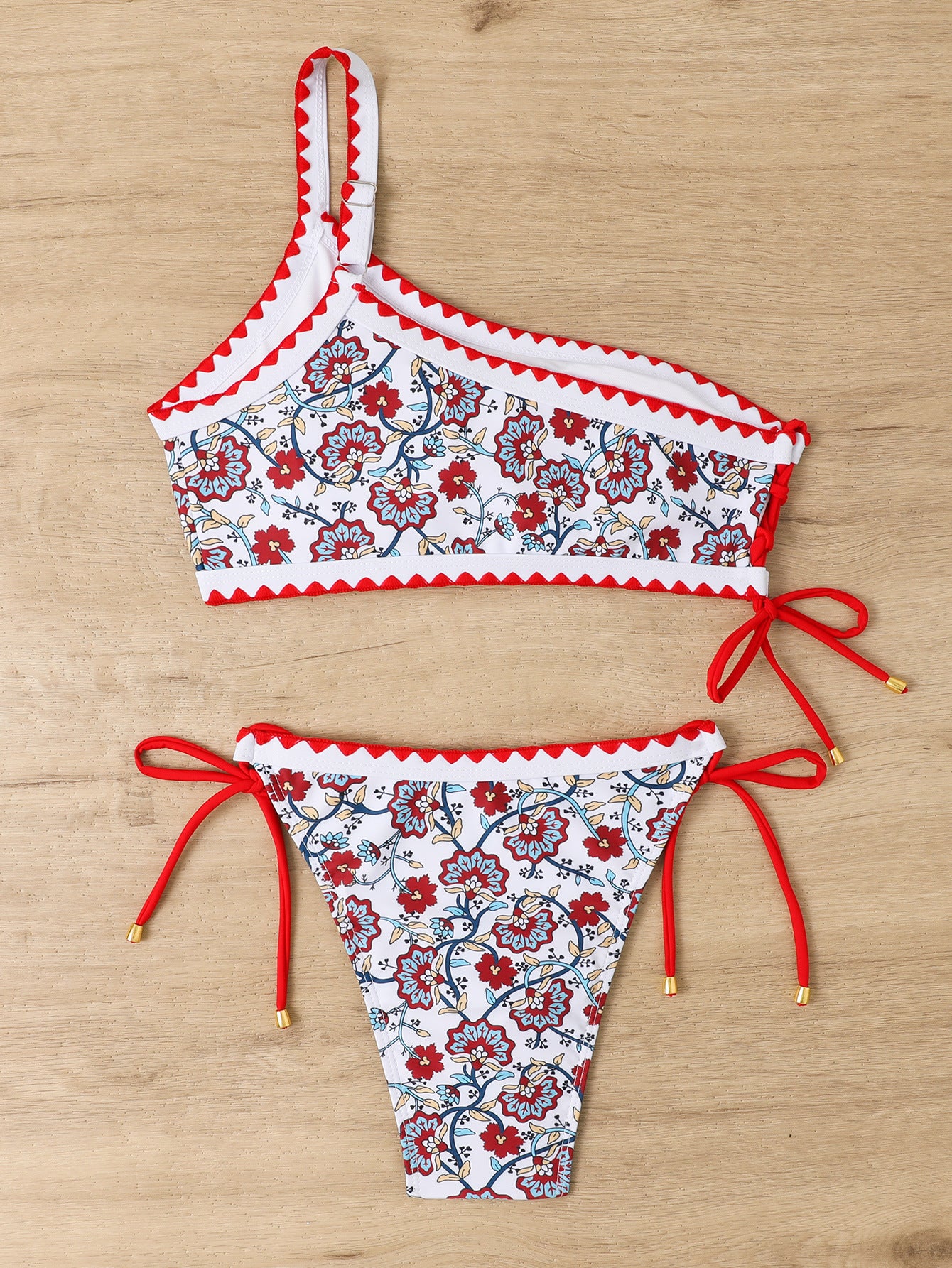 Sexy One-shoulder Two-piece Bikini Swimsuit