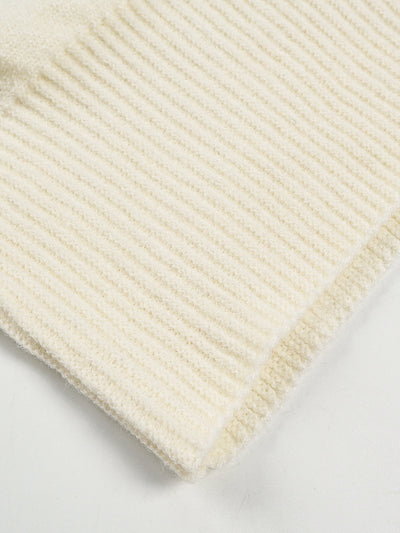 Off Shoulder Knit Sweater - Slouchy Sleeves and Ribbed Hem