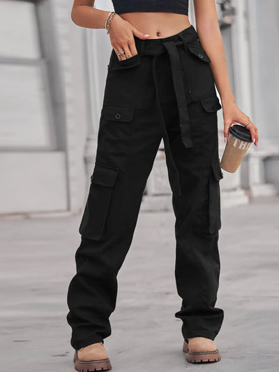 High-Waisted Cargo Jeans - Multi-Pocket Denim Pants - Fashions Envy