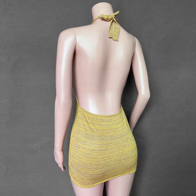 Backless Halter Dress - Sexy Bodycon Mini Dress - Fashions Envy