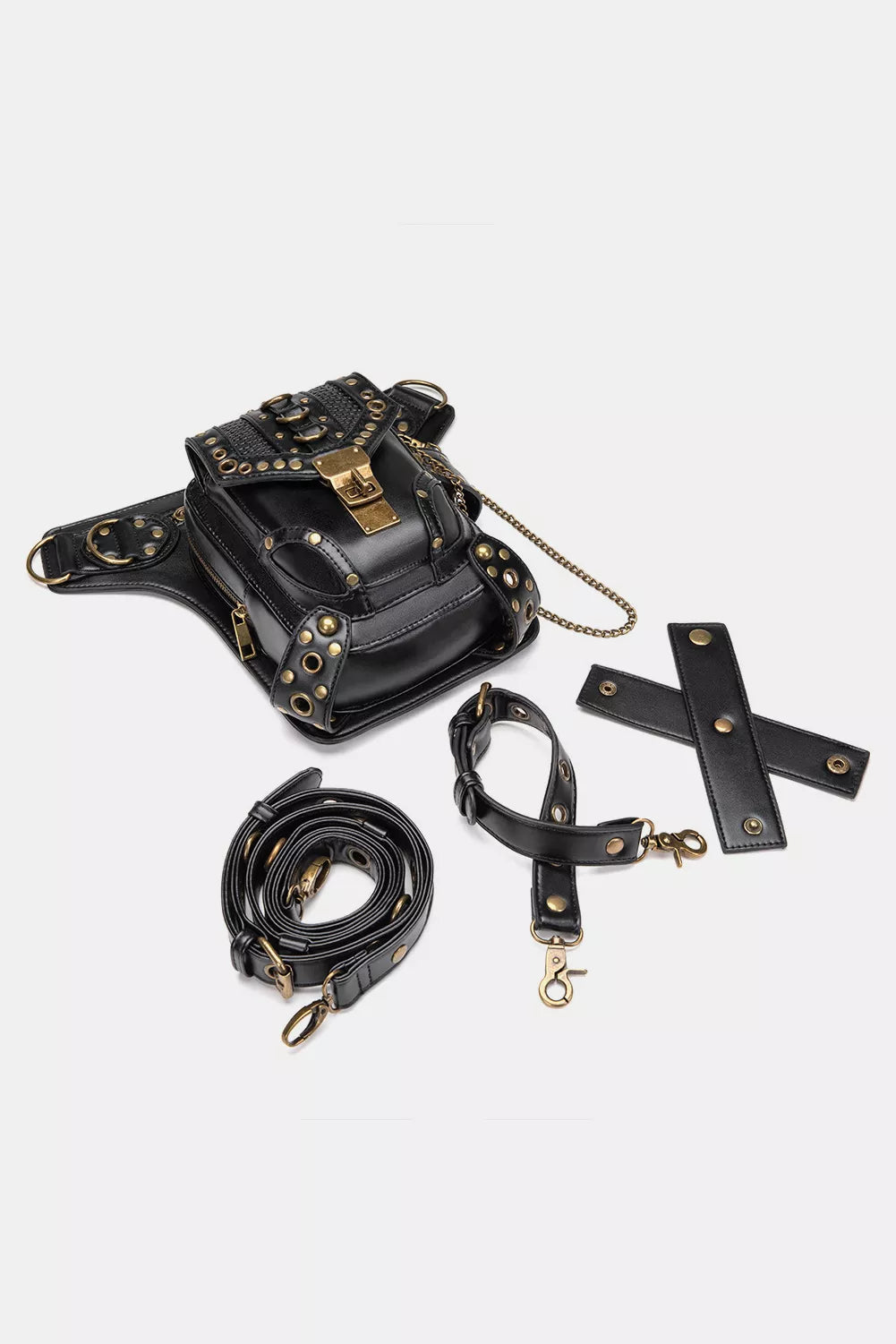 Steampunk Rivet Decor Multipurpose Crossbody Bag - Fashions Envy