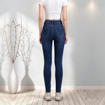 High-Waist Distressed Skinny Jeans - Ripped Denim Details