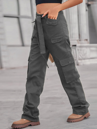High-Waisted Cargo Jeans - Multi-Pocket Denim Pants - Fashions Envy