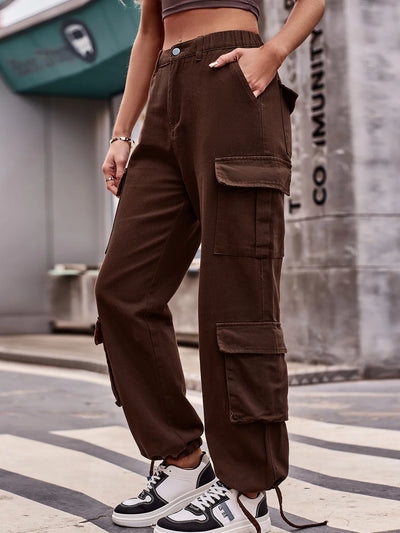 Casual Wide Leg Cargo Jeans - Relaxed Fit Denim - Fashions Envy