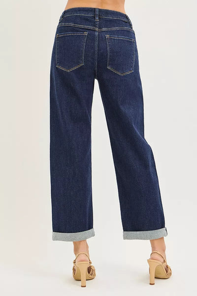 RISEN Boyfriend Jeans - Women's Slouchy Cropped Cuffed - Fashions Envy
