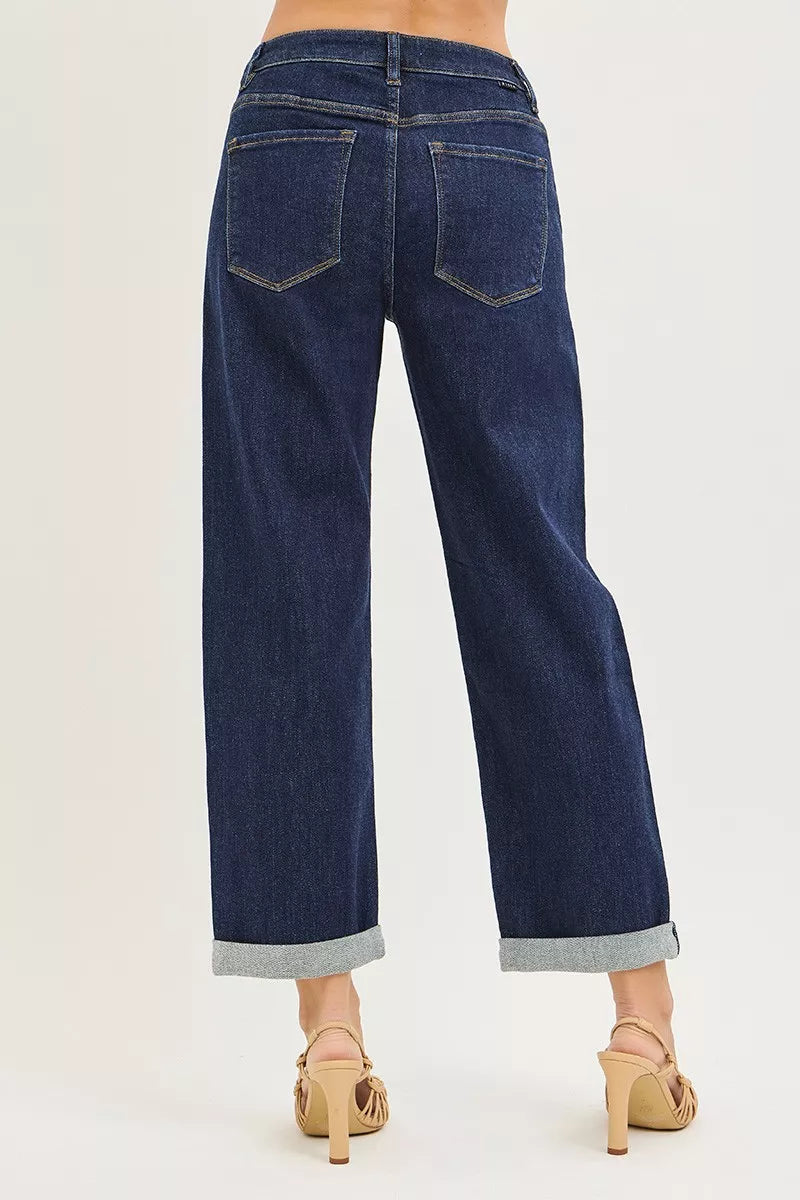 RISEN Boyfriend Jeans - Women's Slouchy Cropped Cuffed - Fashions Envy