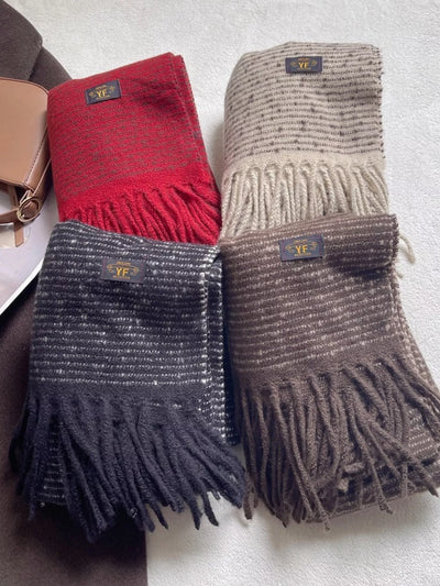 Striped Tassel Scarf - Warm Multicolor Fringe - Fashions Envy
