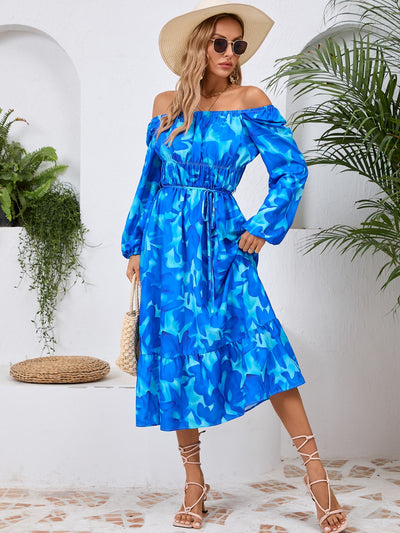 Floral Printed Long Sleeve Midi Dress