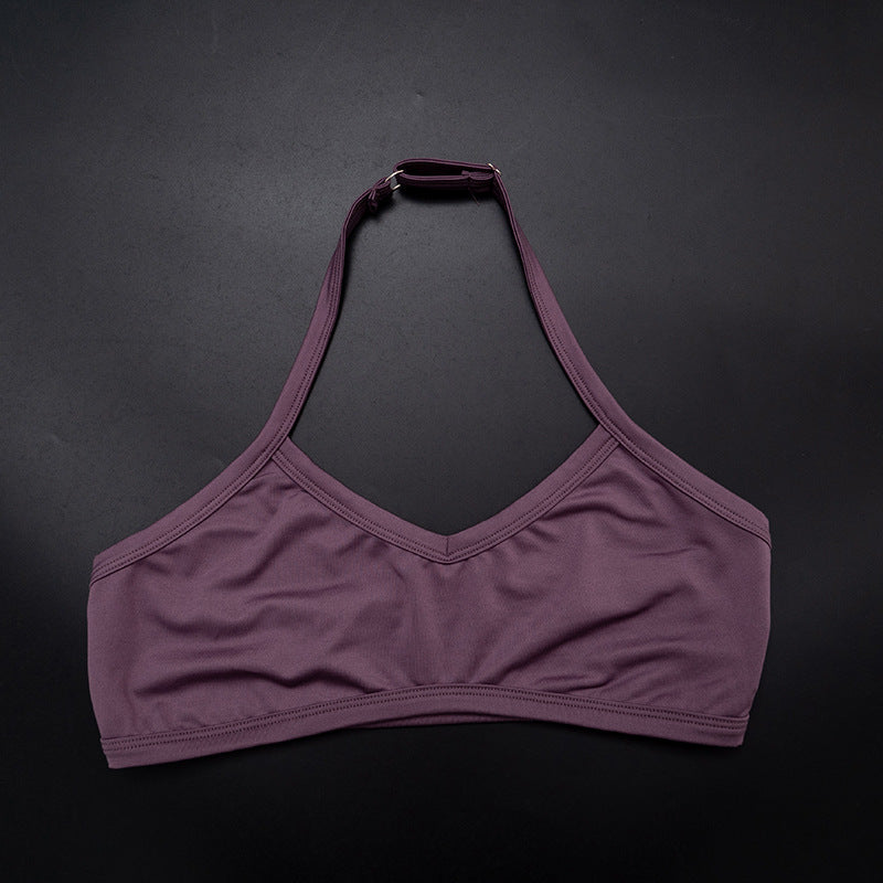 Three-Piece Capri Activewear Set - V-Neck Top and Halter Bra