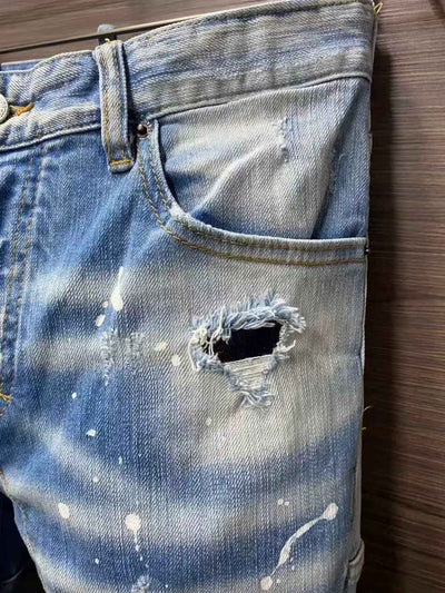 Men's Distressed Ripped Jeans - Stretchy Slim Straight Leg