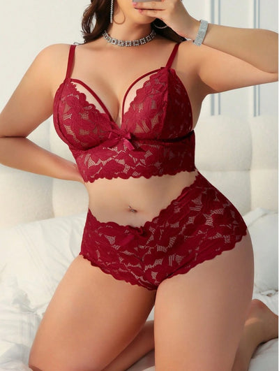 Lace Figure-hugging Bra Set - Sleeveless Lingerie