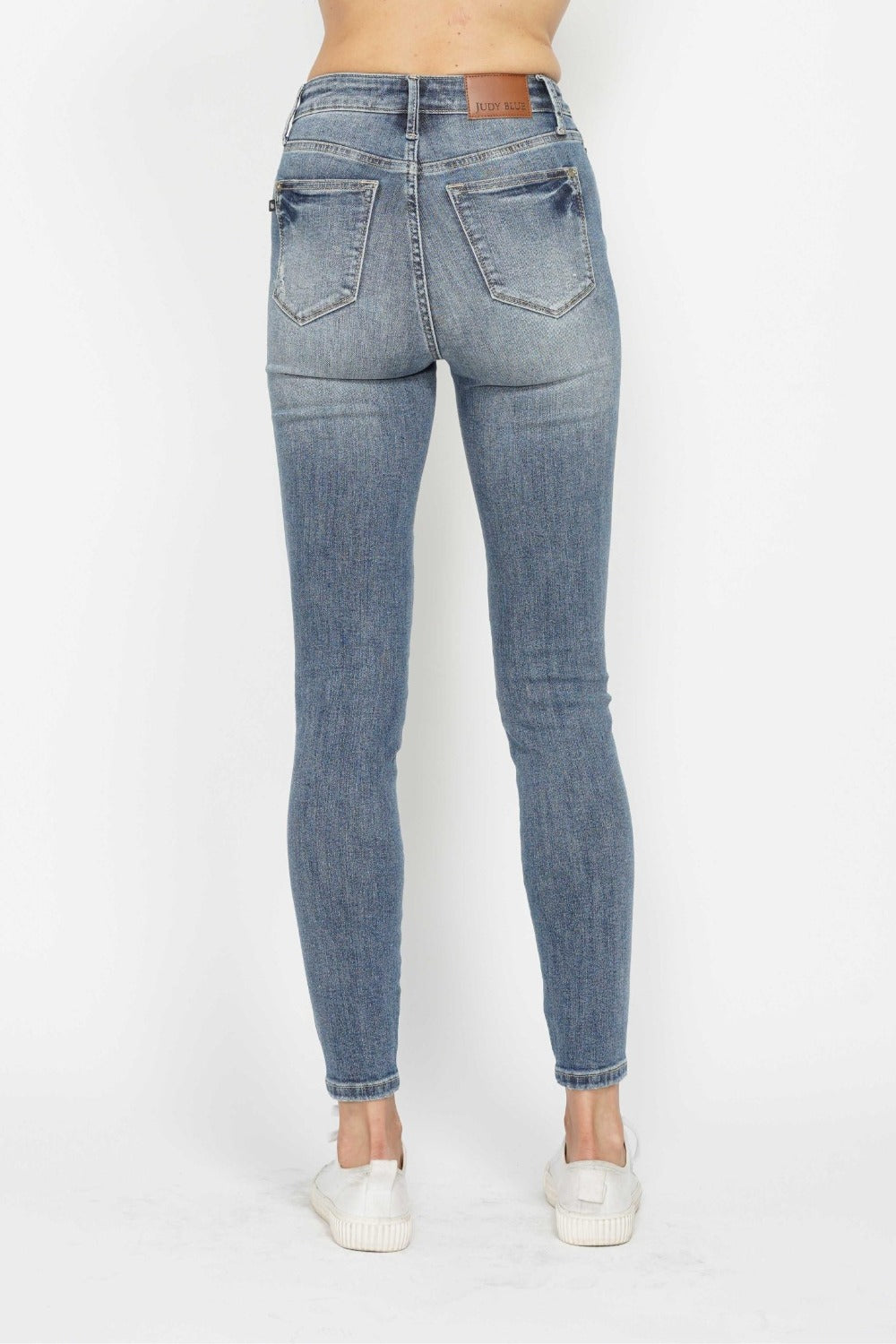 Judy Blue Full Size Tummy Control Contrast Wash Skinny Jeans - Fashions Envy