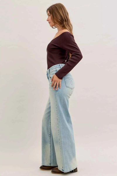 Judy Blue High Waist Column Straight Jeans - Medium Wash