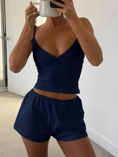 Navy Cami and Shorts Set designed for comfortable loungewear or casual outings