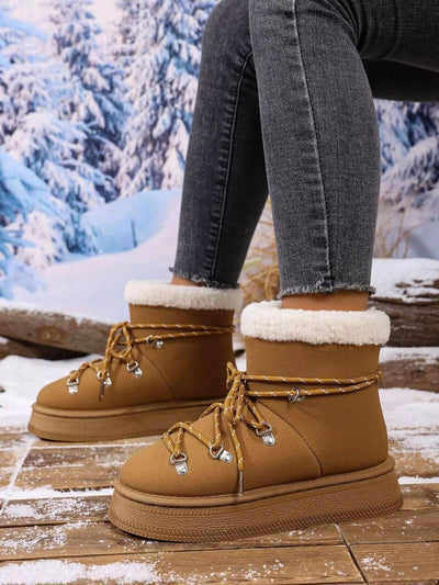 Round Toe Platform Boots - Fashions Envy