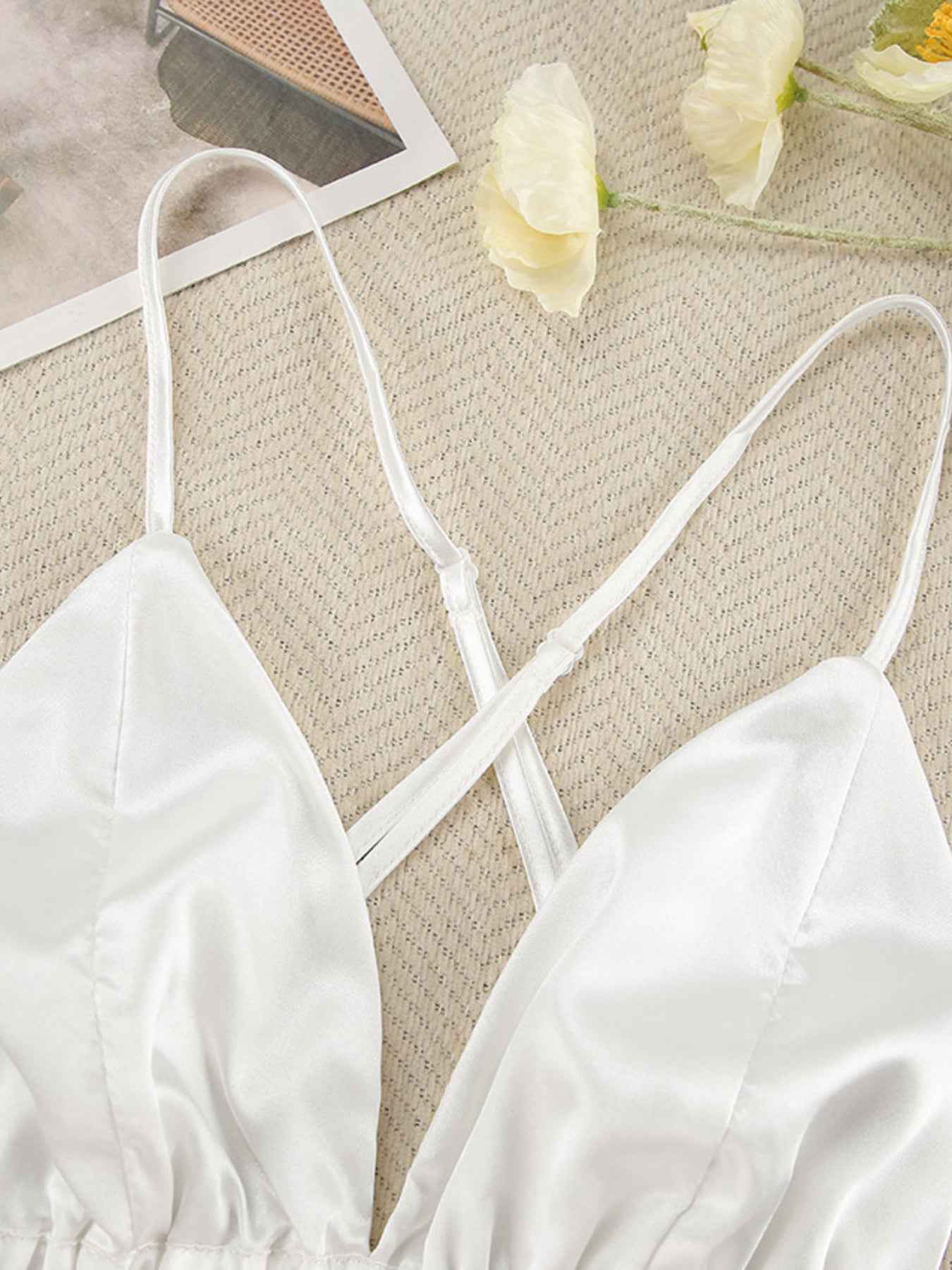Shorts Lounge Set - Cami and Lace Trim Cardigan