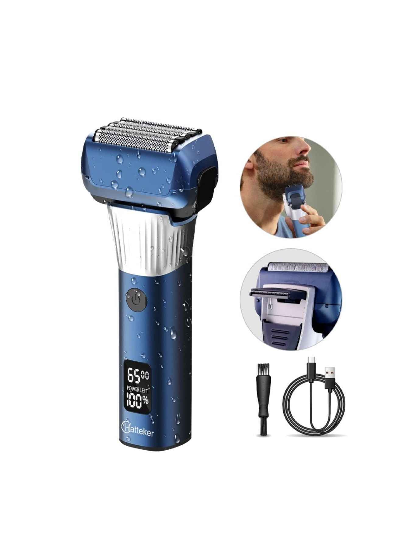Electric Foil Shaver LED Display - Compact Waterproof Grooming
