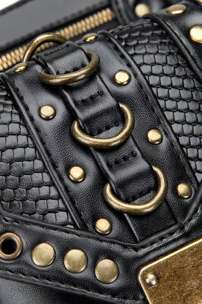 Steampunk Rivet Decor Multipurpose Crossbody Bag - Fashions Envy