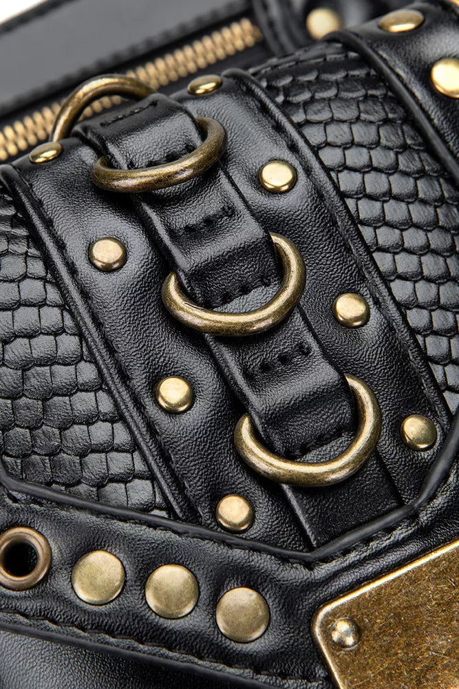 Steampunk Rivet Decor Multipurpose Crossbody Bag - Fashions Envy