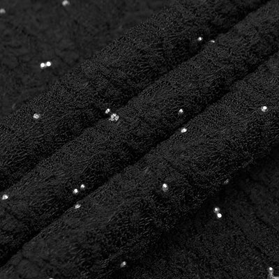 Black Glitter Lace Maxi Dress - Sheer Sleeves and Flared Hem