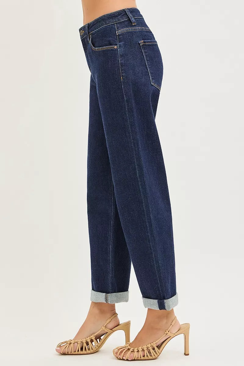 RISEN Boyfriend Jeans - Women's Slouchy Cropped Cuffed - Fashions Envy