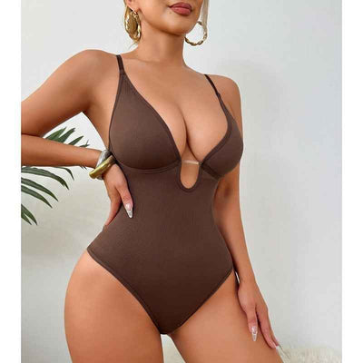 Deep V Corset Bodysuit - Sculpting Shapewear - Fashions Envy
