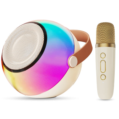 Trendsi colorful round portable mini karaoke machine with wireless microphones and gold microphone for parties