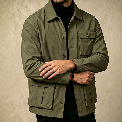 Cross-border Foreign Trade Wholesale Autumn New Men's Jacket Large Size Lapel Multi-pocket Trend All-match Work Coat Men