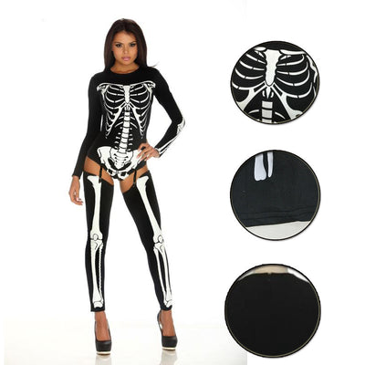 Women's Halloween Costume Bodysuit - Skeleton and Masked Styles