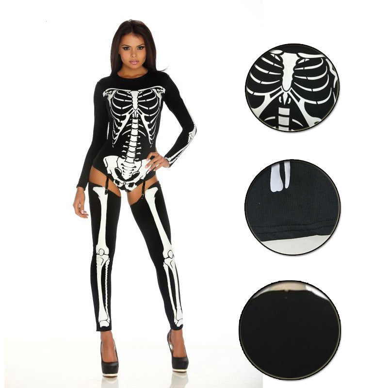 Women's Halloween Costume Bodysuit - Skeleton and Masked Styles