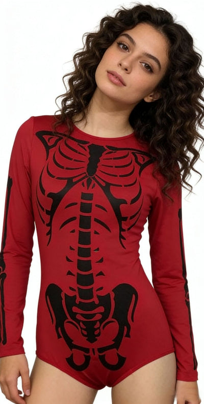 Women's Halloween Costume Bodysuit - Skeleton and Masked Styles