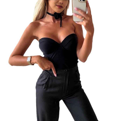 Sweetheart Neck Bodysuit - Sleeveless Fitted Style - Fashions Envy