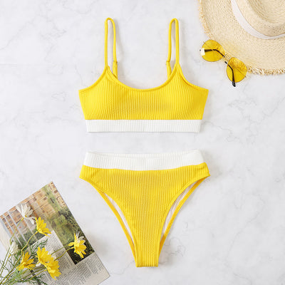 High Waist Full Coverage Halter Top Bikini Swimsuit
