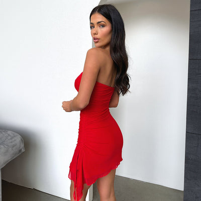 Y2K Tube-top Split Leg Summer Backless Mini Dress