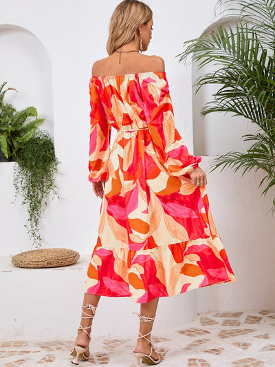 Floral Printed Long Sleeve Midi Dress