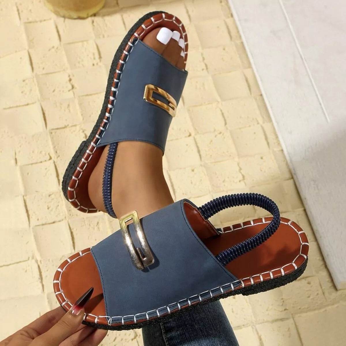 Stylish Open Toe Low Heel Sandals - Fashions Envy