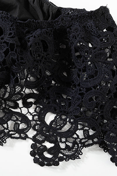 Black Off-the-shoulder Lace Sleeves Plus size Dress