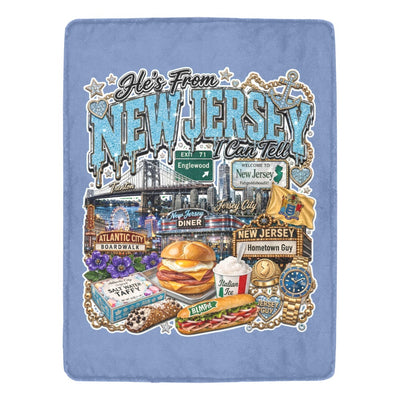 Cornflower Blue He's From New Jersey Fleece Blanket 60x80