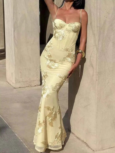 Sweetheart Neck Maxi Dress - Spaghetti Strap Prom Gown