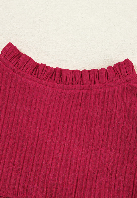 Frill Notched Long Sleeve Mini Dress