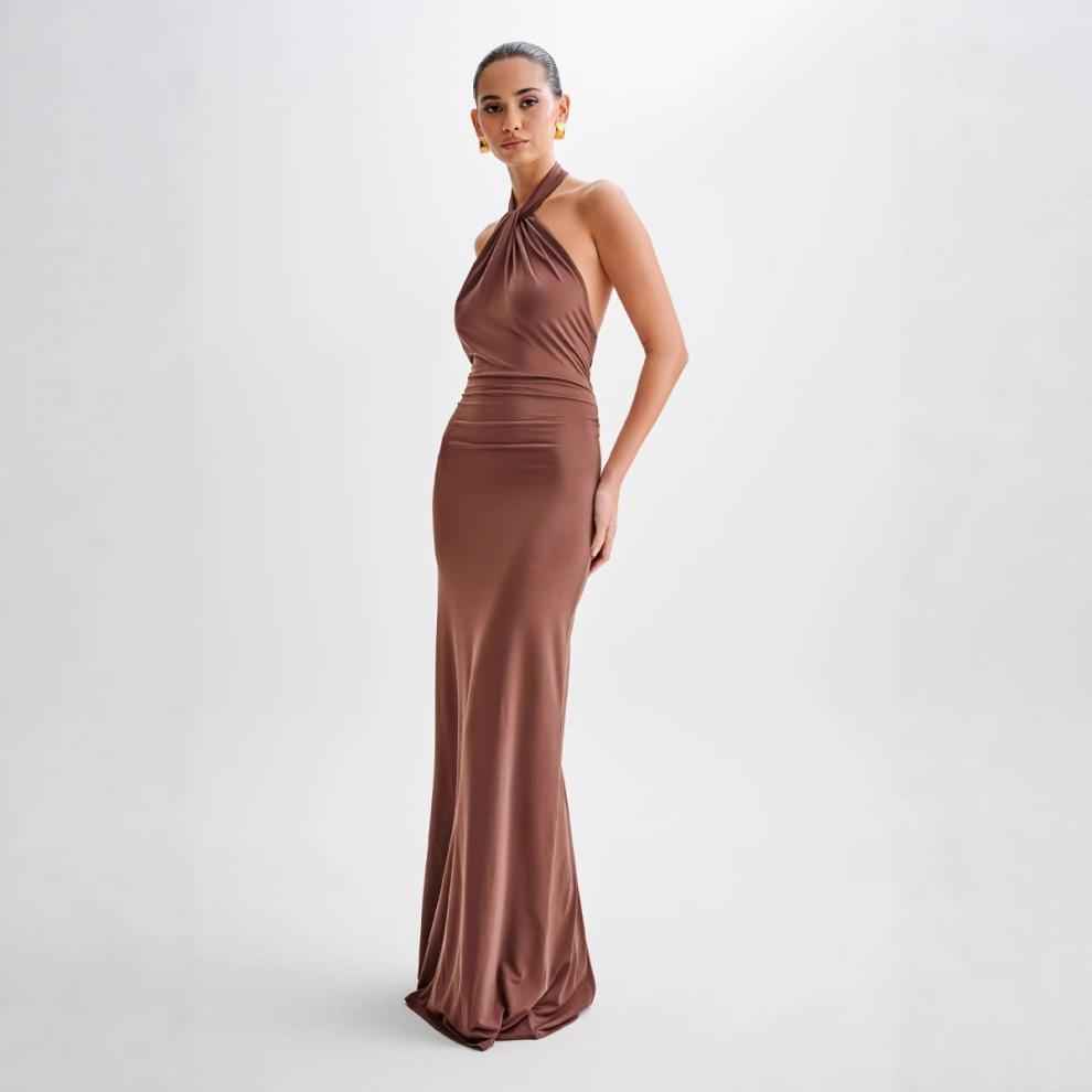Halter Backless Maxi Dress - Elegant Formal Gown