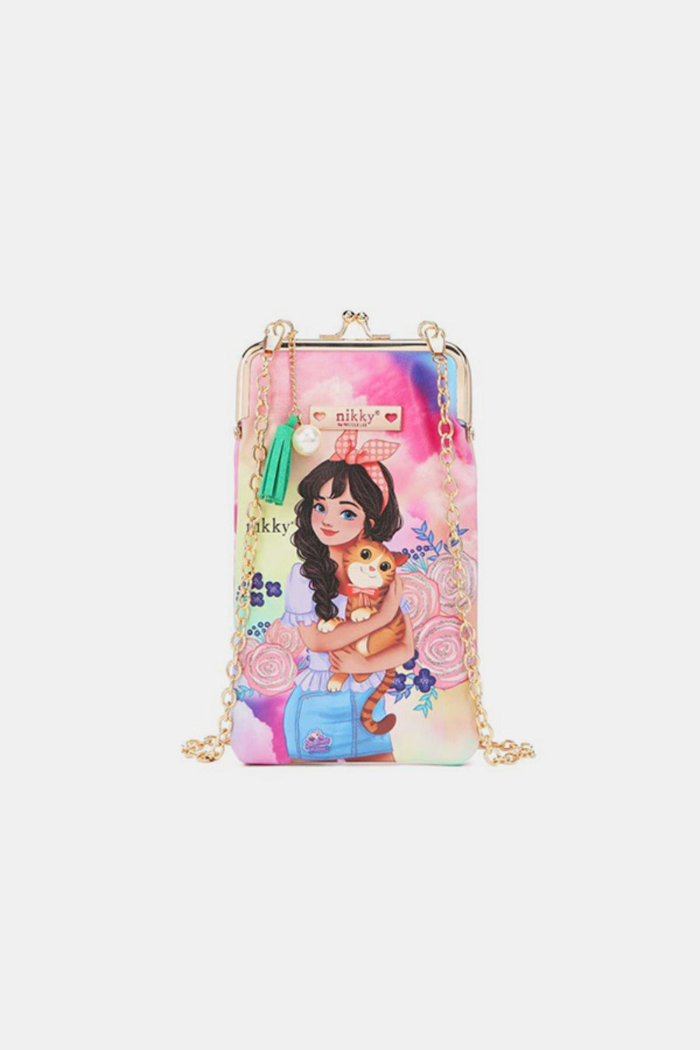 Nicole Lee USA Printed Kisslock Phone and Sunglass Purse - Fashions Envy