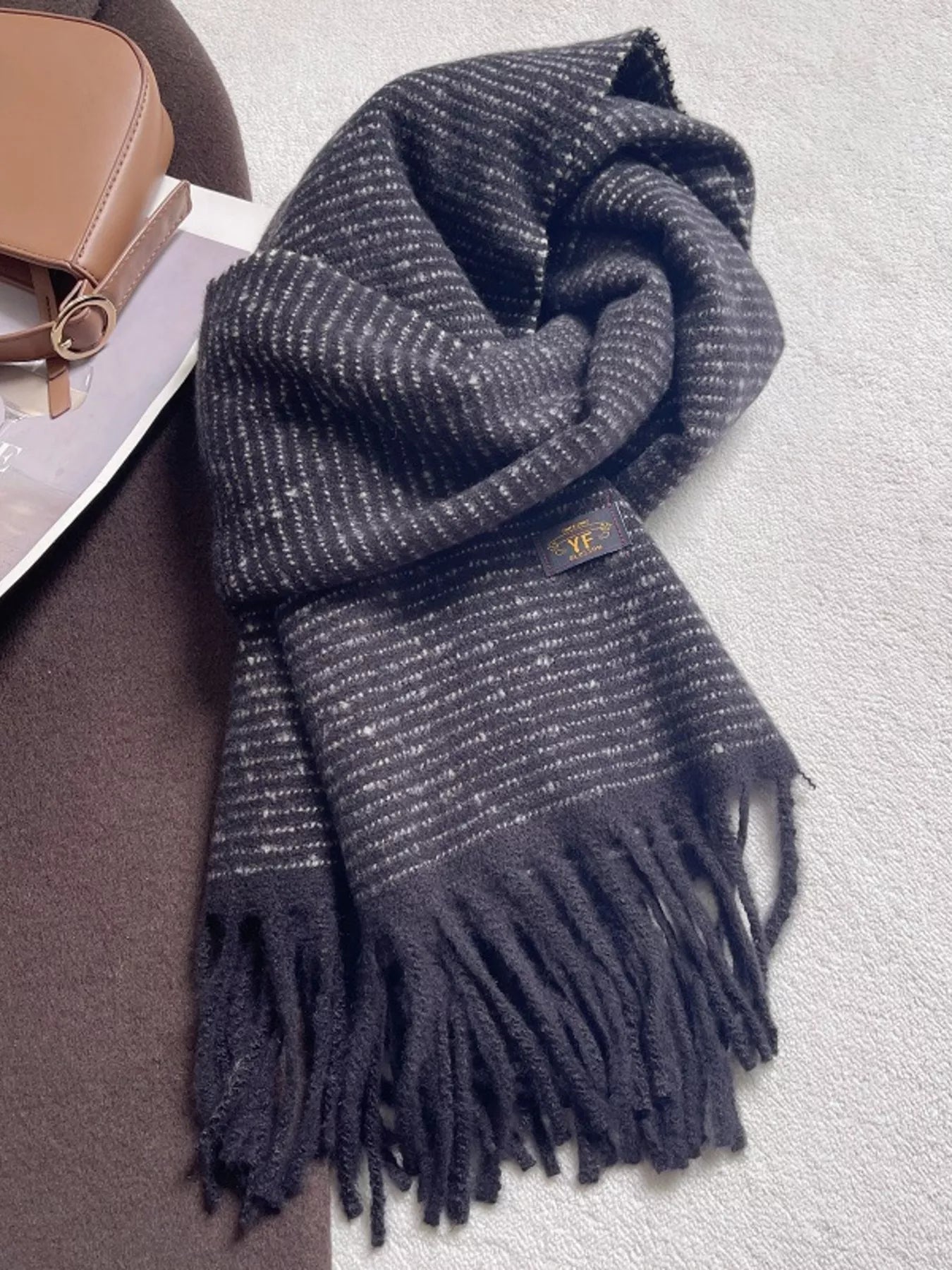 Striped Tassel Scarf - Warm Multicolor Fringe - Fashions Envy
