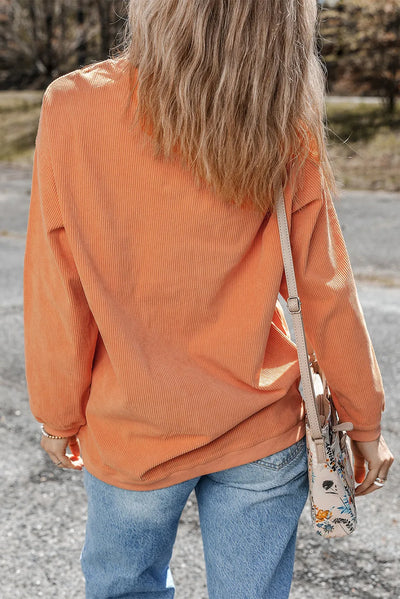 Jack-O'-Lantern Round Neck Long Sleeve Sweatshirt - Fashions Envy