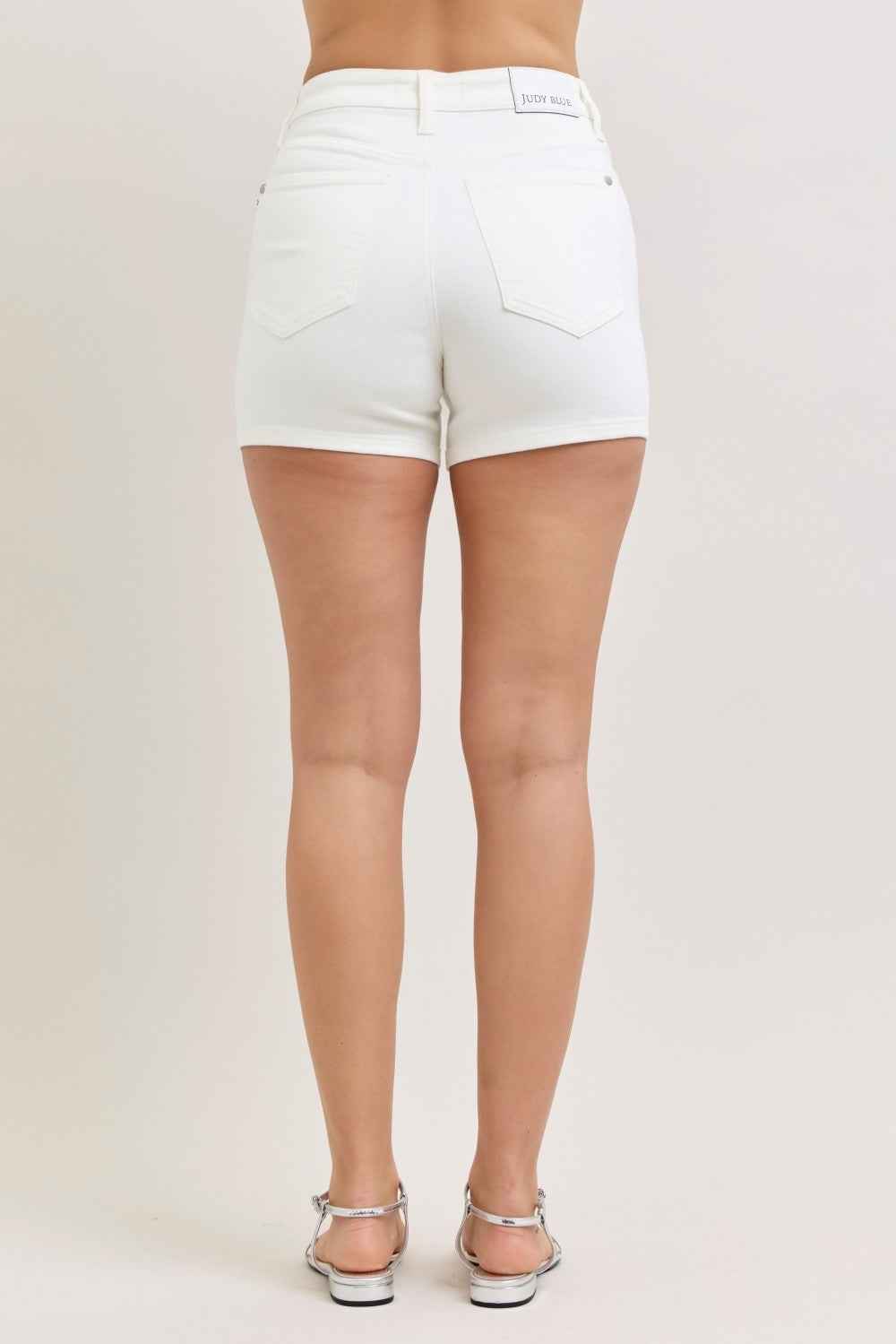 Judy Blue High Waist White Shorts - Slim Fit Full Size