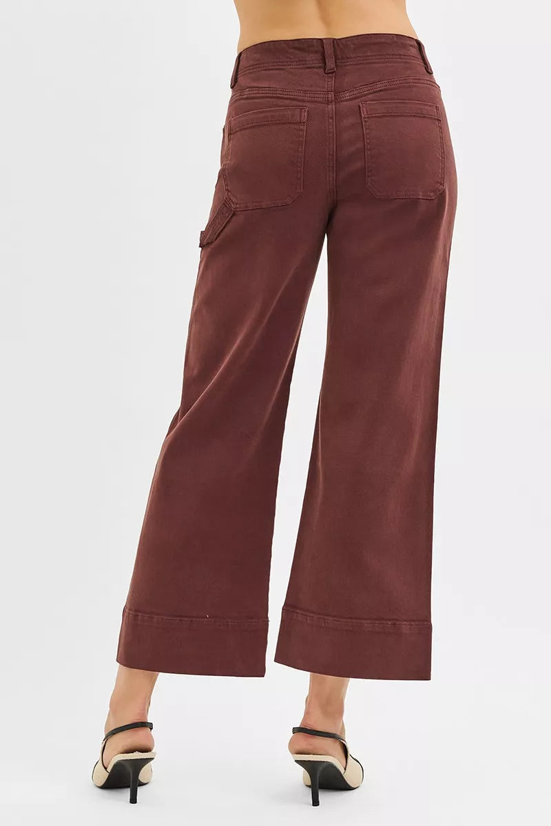 RISEN Crop Wide Leg Jeans - Tummy Control High Rise No Waistband - Fashions Envy