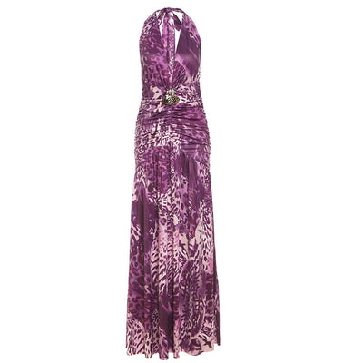 Leopard Print Halter Dress - Deep V Backless Style - Fashions Envy
